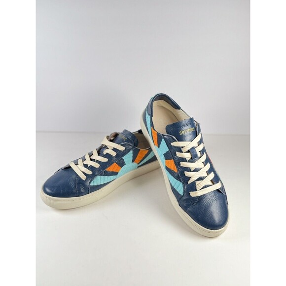 Soludos Womens Shoes Blue Leather Rainbow Wave Sneakers Low Top Casual US 10 - Picture 5 of 8